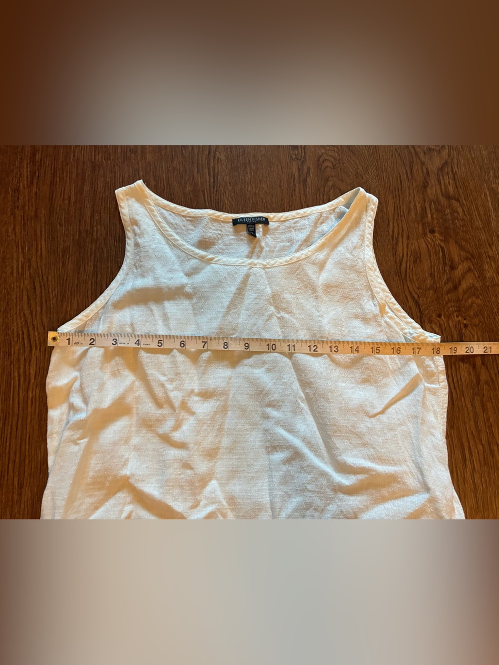 Eileen Fisher Petite White Linen-Blend Woven Sleeveless Shell - Size LP - Picture 7 of 8